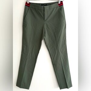Banana Republic Olive Green Trousers with Red & Black Waistband Detail